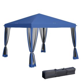 Outsunny 10' x 10' Pop Up Canopy Tent with Netting, Instant Gazebo, Screen House Room with Carry Bag, Height Adjustable, for Outdoor, Garden, Pat