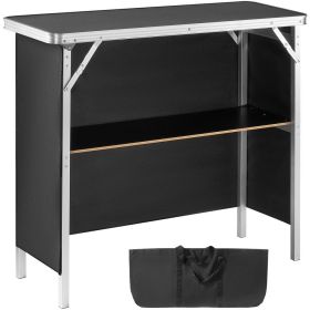 Folding Portable Bar Table, Tradeshow Podium Table for Indoor, Outdoor, Party, Picnic, Exhibition, Includes Carrying Case