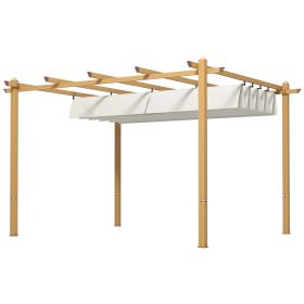 Outsunny 10' x 13' Retractable Pergola Canopy, Aluminum Pergola Sun Shade Shelter for Garden, Patio, Backyard, Deck, Cream