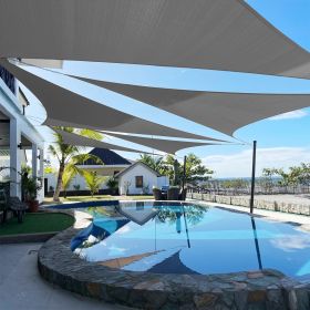 Artpuch Custom Size Dark Grey Sun Shade Sail Triangle Canopy 185 GSM Durable Fabric UV Block Awning for Outdoor Patio Garden Backyard (Customized (Color: Dark Grey, size: 12X20X20)