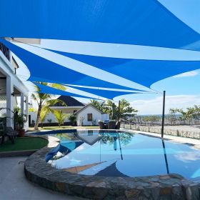 Artpuch Custom Size Sky Blue Sun Shade Sail Triangle Canopy 185 GSM Durable Fabric UV Block Awning for Outdoor Patio Garden Backyard (Customized (Color: Sky Blue, size: 24X27X27)