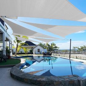 Artpuch Custom Size Light Gray Sun Shade Sail Triangle Canopy 185 GSM Durable Fabric UV Block Awning for Outdoor Patio Garden Backyard (Customize (Color: Light Gray, size: 07X09X09)